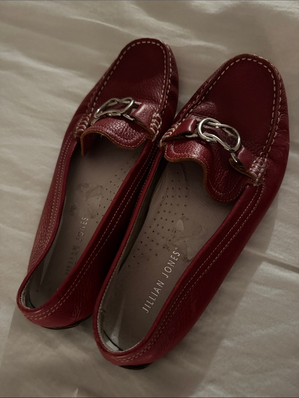 Jillian Jones Red Leather Bit-Detail Women's Loafers